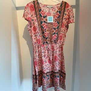 Pink Bohemian Floral Dress